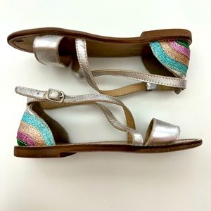 Mini Boden Leather Rainbow Sandals